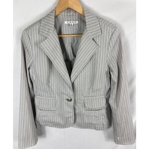 CAbi 903 Boyfriend Pinstripe Floral Lined Blazer Jacket Size 4